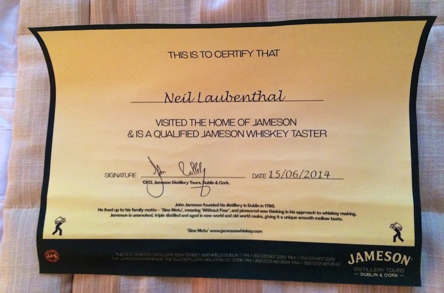 Jameson Certificate
